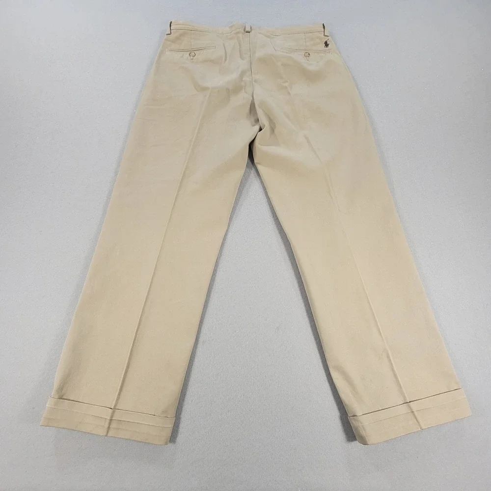 Polo Ralph Lauren Preston Pant Khaki Cuffed Chino Pants Tan Men's 32x28 Cotton